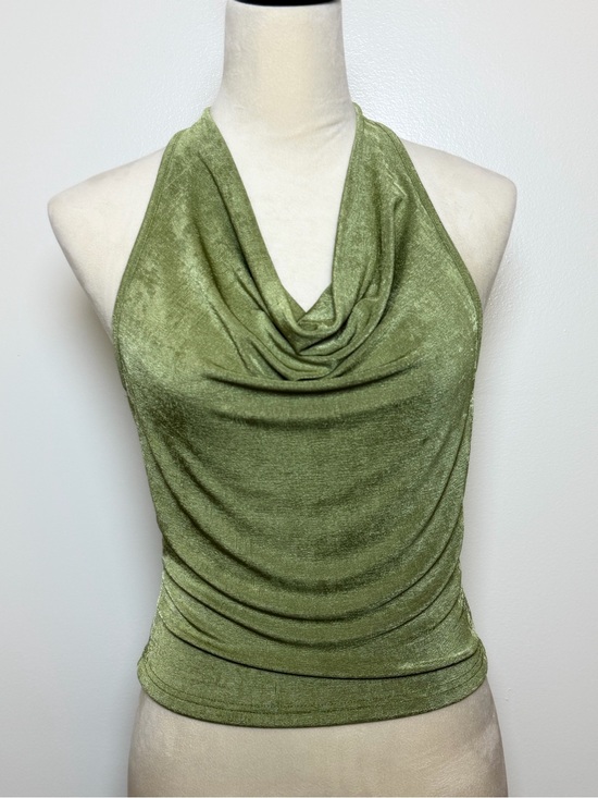 SHEIN Tops - Y2K Olive Halter Crop Top Draped Front Backless Sleeveless Tank Women’s Small